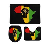 Felpudos Historia Negra África Poder Rasta Color Antideslizante Felpudo Resistente Felpudo Interior para Alfombrilla De Baño + Contorno + Funda para Tapa De Inodoro 3 Piece Set