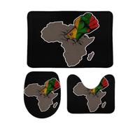Felpudos Historia Negra, Poder Africano Antideslizante Felpudo Interior Felpudo Interior para Alfombrilla De Baño + Contorno + Funda para Tapa De Inodoro 3 Piece Set