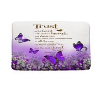 Felpudos Inspirational Quote Trust In The Lord Purple Flower Butterfly Motivational Words Elegant Nature Creative Modern Art Felpudo Interior Suaves Doormat Antisuciedad Alfombras Baño 40X60 CM