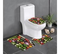 Felpudos Introducción A Diversas Verduras (Imprimir) Antideslizante Felpudo Interior Resistente Alfombra De Entrada para Alfombrilla De Baño + Contorno + Funda para Tapa De Inodoro 3 Piece Set