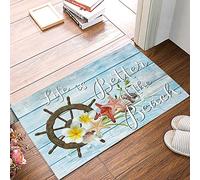 Felpudos La Vida Es Mejor En The Beach Starfish Alfombras Baño Antisuciedad Felpudo Suaves Alfombra De Entrada para Cocina Portón Jardín 40X60 Cm