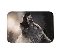 Felpudos Lobo Aullando Mes Oscuro De África Alfombra Limpia Antideslizante Felpudos para Entrada De Casa Personalizado Alfombra para Ducha, para Cocina, Dormitorio, 40X60Cm