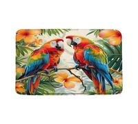 Felpudos Loros Pájaro Tropical Acuarela Hojas Verdes Florales Plantas Bosques Animal Exótico Verano Felpudo Interior Suaves Felpudo Resistente para Portón Cocina 40X60 Cm