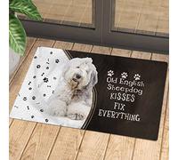 Felpudos Los Besos del Viejo Pastor Inglés Blanco Lo Arreglan Todo Doormat Resistente Felpudo Suaves para Dormitorio Jardín 40X60 Cm