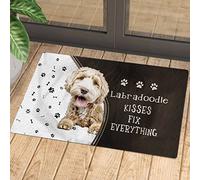 Felpudos Los Divertidos Besos del Labradoodle Lo Solucionan Todo Doormat Resistente Felpudo Interior Suaves para Cocina Portón 40X60 Cm