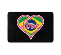 Felpudos Me Encanta Brasil Bandera Corazón Rosa Felpudo Exterior Lavable A Máquina Microfibra Alfombra Limpia, para Salon, Cocina, Puerta, 40x60cm