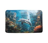 Felpudos Mundo Submarino Ballena Delfín Colorido Arrecife De Coral Peces Tropicales Mar Azul Alfombra Baño Antideslizante Lavable A Máquina Alfombra Interior, para Salon, Puerta, Ducha, 40x60cm