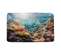 Felpudos Mundo Submarino Peces Tropicales Arrecife De Coral Colorido Animal Marino Vida Marina Playa Felpudo Exterior Personalizado Alfombra Limpia, para Terraza, Ducha, Salon, 40x60cm