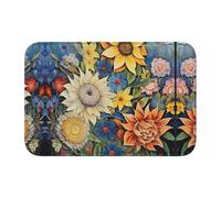 Felpudos Óleo sobre Lienzo Girasol Alfombra Baño Lavable A Máquina Alfombra para Ducha Antideslizante Felpudos para Entrada De Casa, para Jardín, Dormitorio, 60x40cm