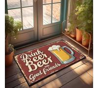 Felpudos para exteriores con texto en inglés «Enjoy Cold Beer With Your Best Friends Tonight!» (40 x 60 cm)