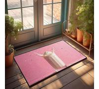 Felpudos para exteriores, un batido de leche con salpicaduras de crema batida contra un fondo rosa, felpudo de entrada para interiores y exteriores (65 x 90 cm)