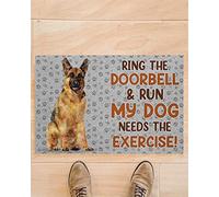 Felpudos Patrón De Patas De Perro Pastor 3D Que Toca El Timbre. Corre. Mi Perro Necesita Hacer Ejercicio. Alfombras Baño Antisuciedad Doormat Suaves para Jardín Cocina 40X60 Cm