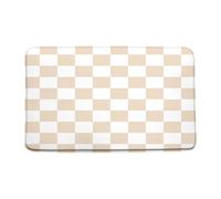 Felpudos Patrón De Tablero De Ajedrez A Cuadros White Crema, Cuadrados Geométricos, Cuadros Vintage, Lindo Felpudo Exterior Personalizado Tapete Mascotas, para Bañera, Ducha, Cocina, 40x60cm