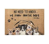 Felpudos Perros Corgi Galeses Divertidos Escondidos Sabemos Que Estás Aquí Bienvenidos Alfombra De Entrada Absorbentes Doormat Antisuciedad para Portón Dormitorio 40X60 Cm