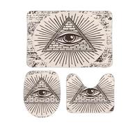 Felpudos Pirámide Triangular del Ojo Que Todo Lo Ve De Dios Baño Alfombra De Entrada Interior Felpudo para Alfombrilla De Baño + Contorno + Funda para Tapa De Inodoro 3 Piece Set