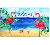 Felpudos Playa Flamingo Verano Tropical Alfombra Baño Lavable A Máquina Antideslizante Alfombra Interior, para Interior O Exterior, Puerta, Jardín, 40x60cm