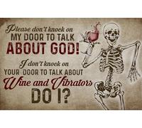 Felpudos por Favor, No Toques A Mi Puerta para Hablar De Dios. Calavera Graciosa Felpudos para Entrada De Casa Personalizado Modernas Alfombra Limpia, para Salon, Cocina, Puerta, 40x60cm