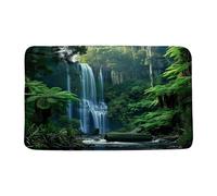 Felpudos Rain Waterfall Nature Green Waterfall Tropical Summer Scenery Landscape Alfombra De Entrada Antisuciedad Felpudo Interior Suaves Alfombras Baño para Oficina Portón Cocina 40X60 CM
