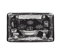 Felpudos Reglas De Baño Góticas Halloween Calavera Espeluznante Telaraña Día De Los Muertos Escalofriante Citas Mágicas Alfombra Limpia Zapatos Decorativas Absorbente Felpudo Entrada 40X60Cm