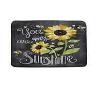 Felpudos Rustic Sunflower You Are My Sunshine Yellow Sunflower Bee Gray Retro Alfombras Baño Absorbentes Alfombra De Entrada Impermeable Doormat para Oficina Portón Dormitorio 40X60 CM