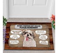 Felpudos Saca La Lengua A Tu Shih Tzu Cuando Visites Mi Casa. Recuerda Las Reglas. Alfombras Baño Absorbentes Doormat Suaves para Cocina Portón 40X60 Cm