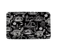Felpudos Spooky Halloween Black White Magic Witch Pumpkin Scary Cat Palmistry Gothic Horror Felpudo Suaves Alfombras Baño Absorbentes Alfombra De Entrada para Oficina Cocina Dormitorio 40X60 CM