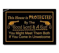 Felpudos This House Is Protected - Good Lord and A Sign Felpudo Suaves Alfombra De Entrada Resistente Alfombras Baño para Cocina Dormitorio Oficina 40X60 CM