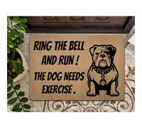 Felpudos Toca La Campana Y Corre El Perro Necesita Ejercicio Divertido Perro Bulldog Alfombra De Entrada Resistente Felpudo Suaves para Portón Oficina 40X60 Cm