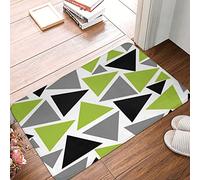 Felpudos Triángulos Verde Lima Gris Negro sobre White Alfombra Baño Absorbente Alfombra para Ducha Antideslizante Alfombra Limpia, para Puerta, Salon, 60x40cm