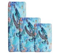 Felpudos Turtle Animal Sea Turtle Colorful Coral Underwater World Marine Life Watercolor Summer Tropical Alfombras Baño Suaves Alfombra De Entrada Absorbentes Felpudo 40X60 CM