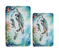 Felpudos Turtle Animal Sea Turtle Colorful Coral Underwater World Marine Life Watercolor Summer Tropical Felpudo Interior Absorbentes Alfombra De Entrada Impermeable Doormat 40X60 CM