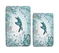 Felpudos Turtle Animal Sea Turtle Colorful Coral Underwater World Marine Life Watercolor Summer Tropical Alfombras Baño Absorbentes Doormat Resistente Alfombra De Entrada 40X60 CM