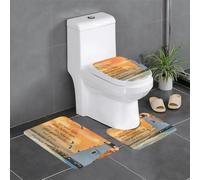 Felpudos Verso Personalizado del Atardecer En El Faro Interior Alfombra De Entrada Antideslizante Felpudo para Alfombrilla De Baño + Contorno + Funda para Tapa De Inodoro 3 Piece Set