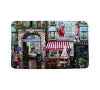 Felpudos Vintage Paris Retro Paris Cafe De France Street European Building French Doormat Absorbentes Felpudo Interior Suaves Felpudo para Cocina Portón Jardín 40X60 CM