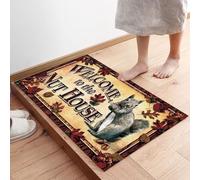 Felpudos Welcome A The Nut House Acción De Gracias Otoño Retro Ardilla Hojas De Arce Felpudo Interior Antisuciedad Doormat Suaves Alfombras Baño para Jardín Oficina 40X60 CM