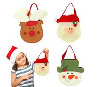 Felt Candy Bag with Handles, 3x Cute Favor Candy Bag Reusable in Felt, Holiday Treat Bag Felt with Handles, Goodie Container Santa Candy Bag Seasonal Decor for Cookies, Candies