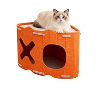 Felt Cat House, Semi Enclosed Pet Nest, Double Entry Cat Cave for Warmth, Wool Felt Indoor Accessory with Soft Cushion, Pet with Space, Cats Bed for Interior Outdoor Use