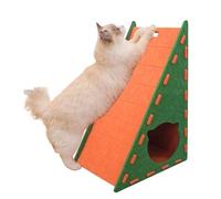 Felt Cat Scratcher, Vertical Climbing Pad, Triangular Scratch Tower, no shedding Felt, Wear-Resistant Design, Ideal para Kittens Playing and Claw Training, 40 x 30 x 55 cm Green Coffee Color