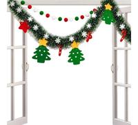 Felt Christmas Tree Garland Seasonal Snowflake Dcor with LED String Lights | Christmas Garland Banner for Fireplace Windowsills Livng Room Background Wall Garden Doorway Club