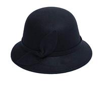 Felt Cloche Hat for Women Bowknot Wide Brim Fedora Hat Ladies Vintage Elegant Suede Wool Bowler Hats Classic Church Cap for Wedding Party Festival