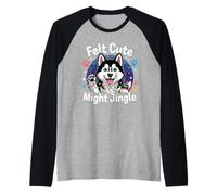 Felt Cute Might Jingle Navideño para Perros Husky Camiseta Manga Raglan
