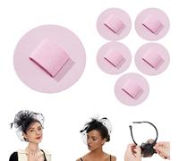 Felt Hair Band Pad, 2 Inch Felt Hair Bands Decor Base - Securely Glued Not Easy to Fall Off, for Making Tea Party Headbands Decorations Handmade Ornaments (5PCS-Pink,Circle)