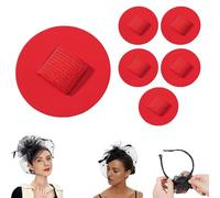 Felt Hair Band Pad, 2 Inch Felt Hair Bands Decor Base - Securely Glued Not Easy to Fall Off, for Making Tea Party Headbands Decorations Handmade Ornaments (5PCS-Red,Circle)