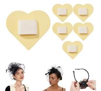 Felt Hair Band Pad, 2 Inch Felt Hair Bands Decor Base - Securely Glued Not Easy to Fall Off, for Making Tea Party Headbands Decorations Handmade Ornaments (5PCS-Yellow,Heart)