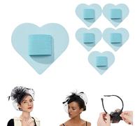 Felt Hair Band Pad, 2 Inch Felt Hair Bands Decor Base - Securely Glued Not Easy to Fall Off, for Making Tea Party Headbands Decorations Handmade Ornaments (5PCS-Blue,Heart)