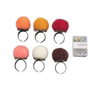 Felt Pin Cushion Rings Vintage Lightweight Finger Pin Cushions for DIY Crafts Quilting Sewing Enthusiasts Wool Felt Material 6pcs Set (Red Brown Dark)