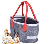 Felt Tote Bag For Women - Felt Grocery Carrying Oval Case With Handles | Portable Organizer For Audio Player, Kids Travel Toys, Cosmetics, Art Supplies, Foldable Storage Bag For Shopping, School, Home