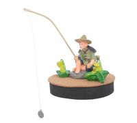 FELTECHELECTR 1 Juego de decoración Flotante para Acuario: Estatua de Pescador Sentado en una Isla para bonsái; Figura Decorativa Flotante para pecera con caña de Pescar para paisajismo acuático y