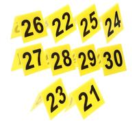 FELTECHELECTR 10 Piezas Marcadores de Evidencia Triangulares de Acrílico Señales Numéricas para Mesa Decoración de Escena del Crimen y Fiesta Temática Números Color Amarillo con Texto Negro