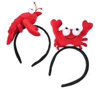 FELTECHELECTR 2 Piezas Diademas de Animales de Peluche Rojo para Langosta y Cangrejo Accesorios Decorativos y Divertidos para Fiestas y Restaurantes de Mariscos